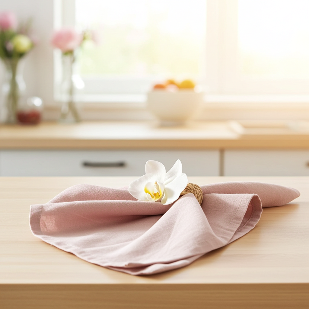 Klassisk Sand-Rosa Stofserviet i Bomuld og Hør 40x40 cm – Blød og Elegant - Servietringen