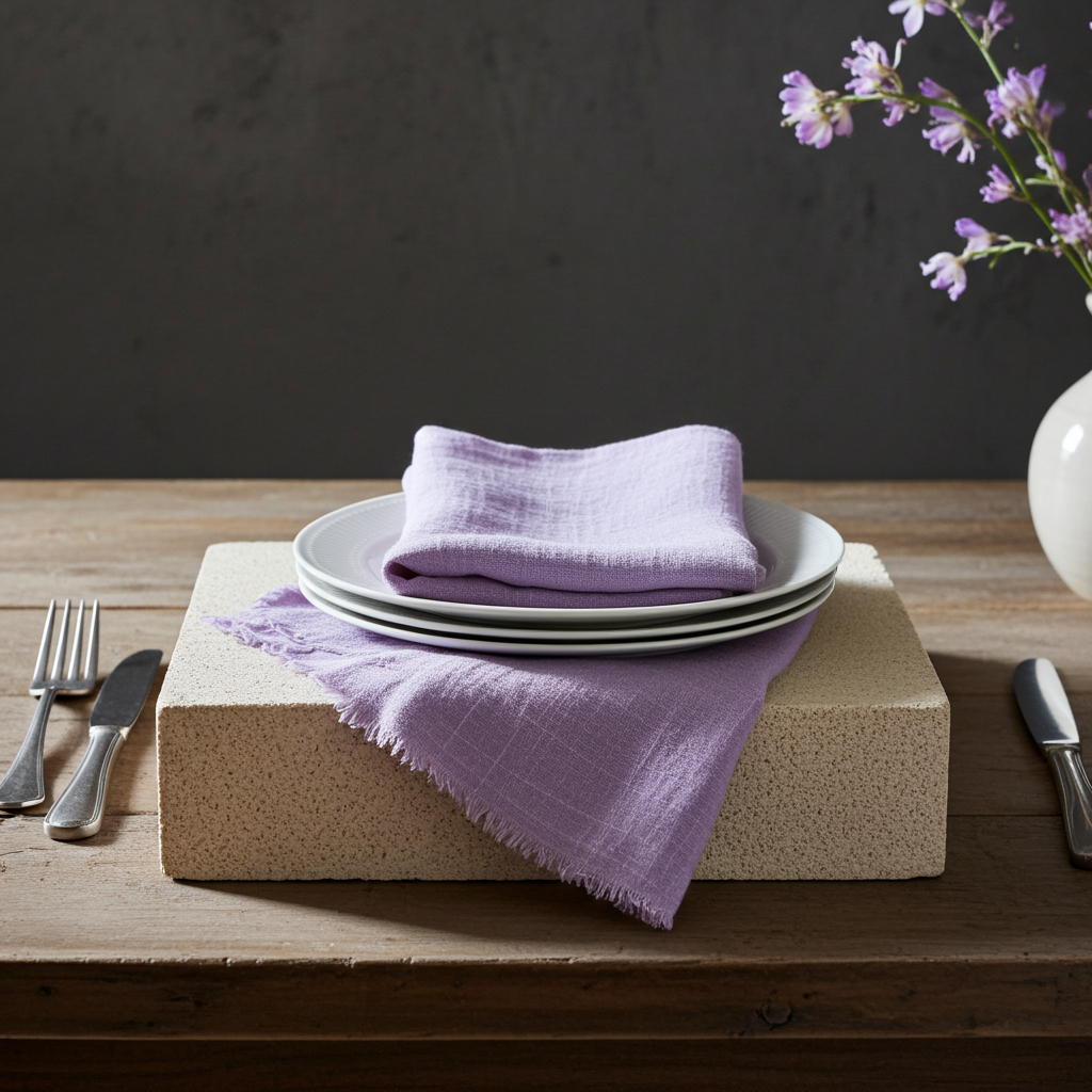 Natura Iin Lyslilla Stofserviet i hør – 40x40 cm - Servietringen