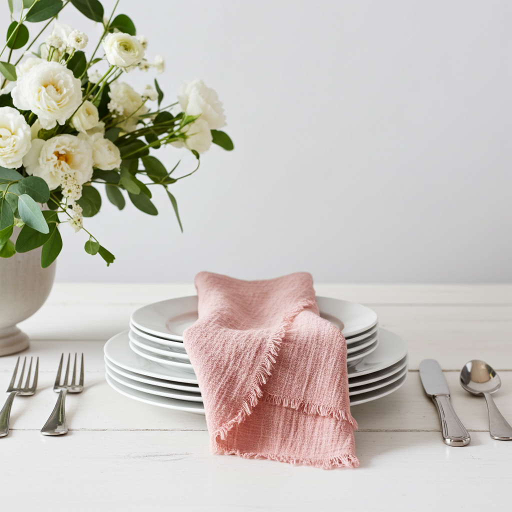 Natura Iin Rosa Stofserviet i hør – 40x40 cm - Servietringen