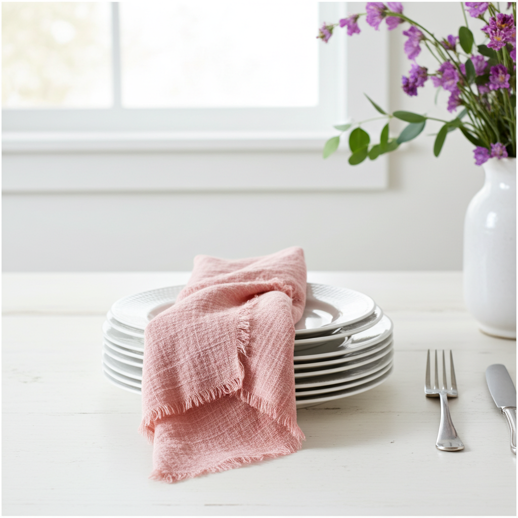 Natura Iin Rosa Stofserviet i hør – 40x40 cm - Servietringen