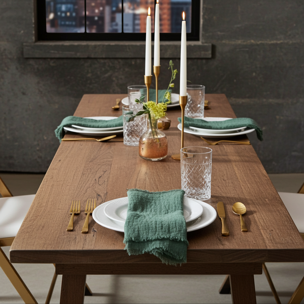 Natura Iin Flaskegrøn Stofserviet i hør – 40x40 cm - Servietringen