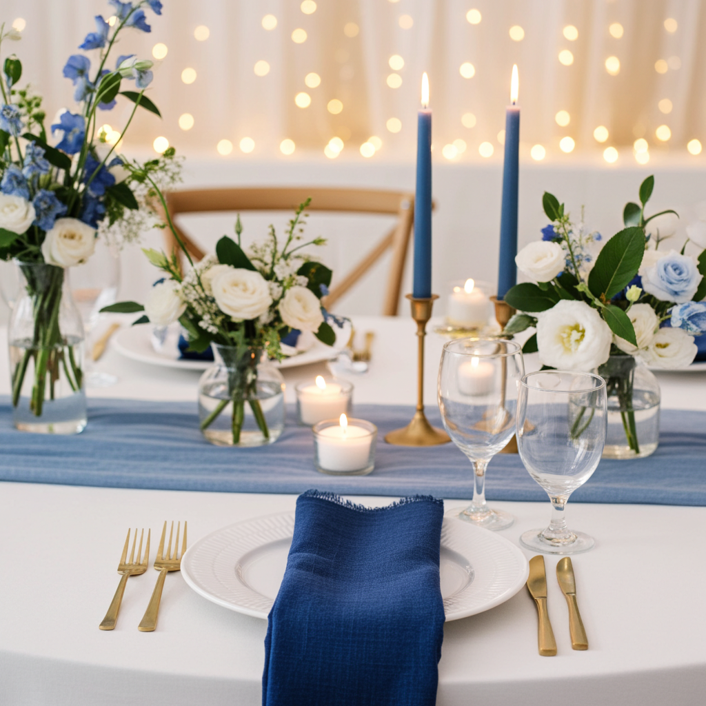 Natura Iin Mørkeblå Stofserviet i hør – 40x40 cm - Servietringen