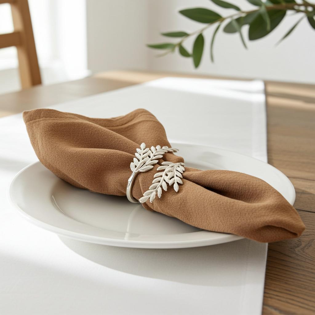 Servietring Bladglans Sølv - Servietringen