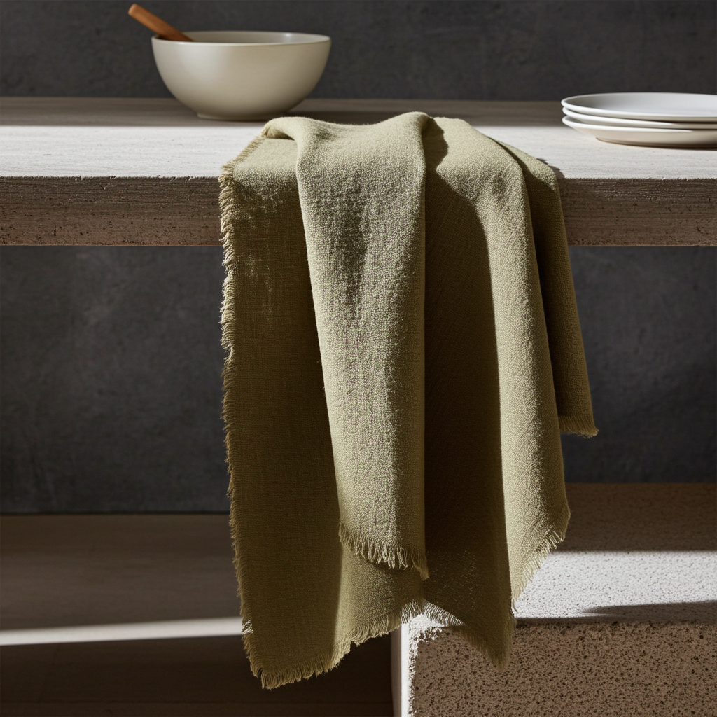 Natura Iin Olivengrøn Stofserviet i hør – 40x40 cm - Servietringen