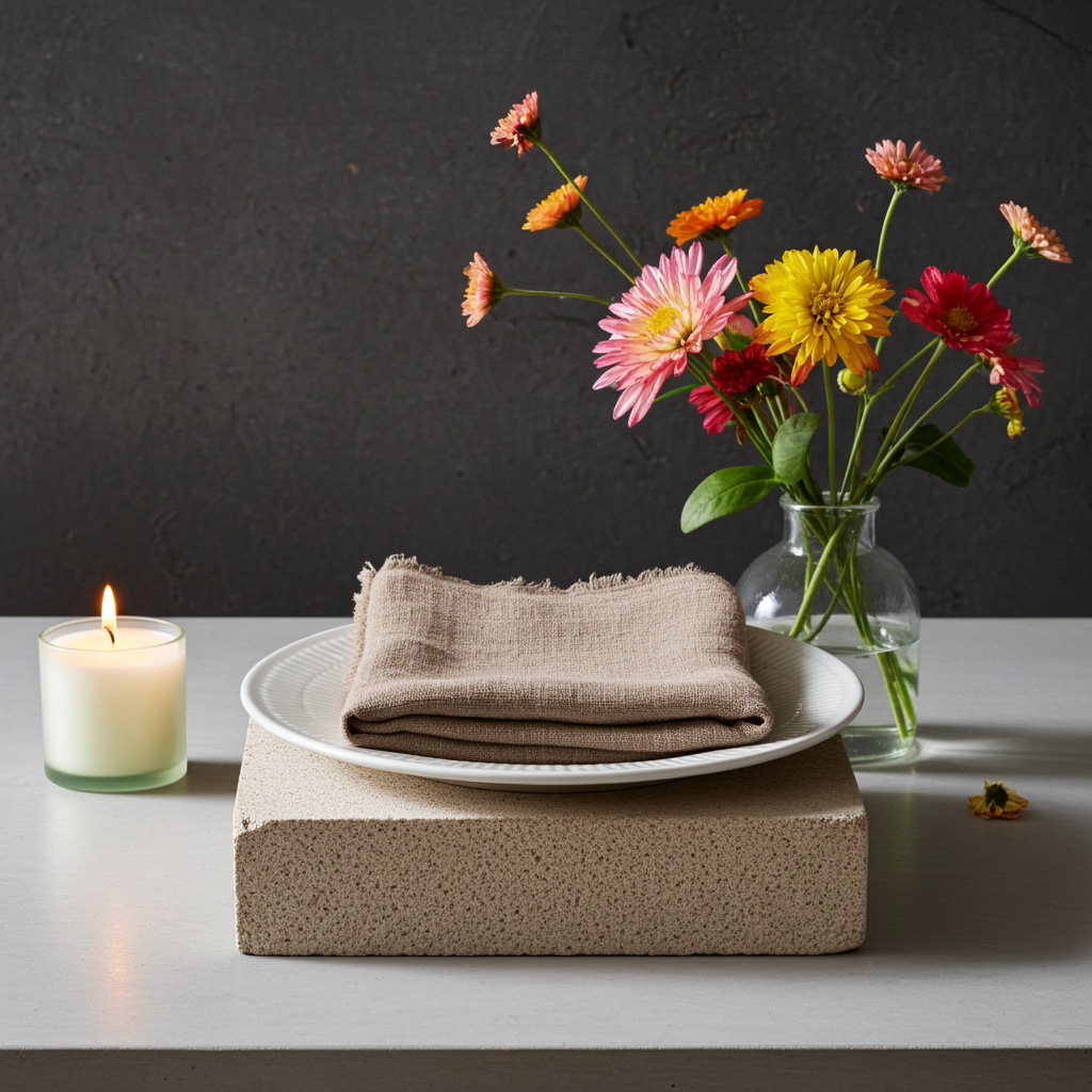 Natura Iin Sandfarvet Stofserviet i hør – 40x40 cm - Servietringen