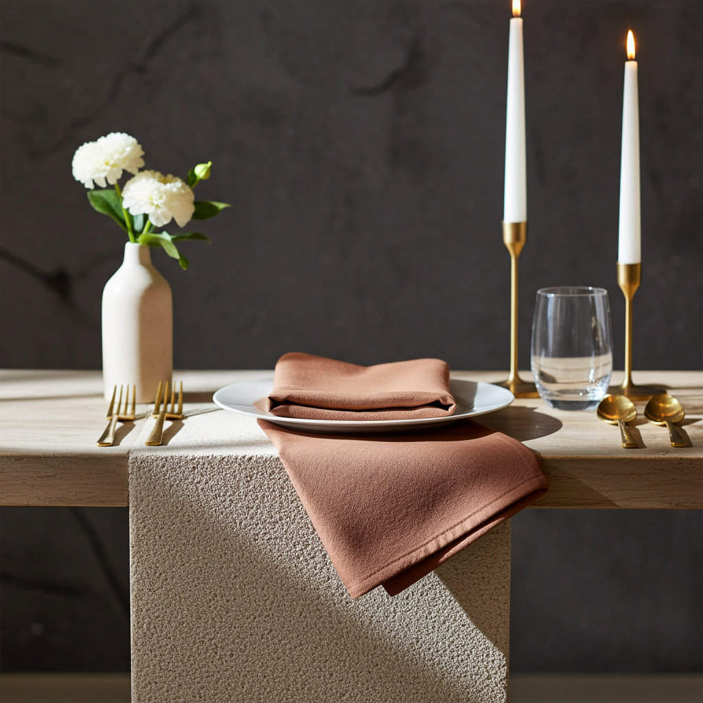 Klassisk Brun Stofserviet (Café Latte) 40×40 cm i Bomuld & Hør – 10-pak - Servietringen