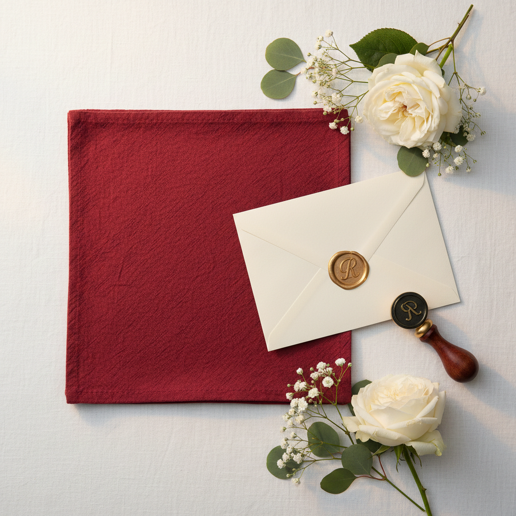 Klassisk Bordeaux Stofserviet i Bomuld og Hør 40x40 cm – Varm og Tidløs - Servietringen