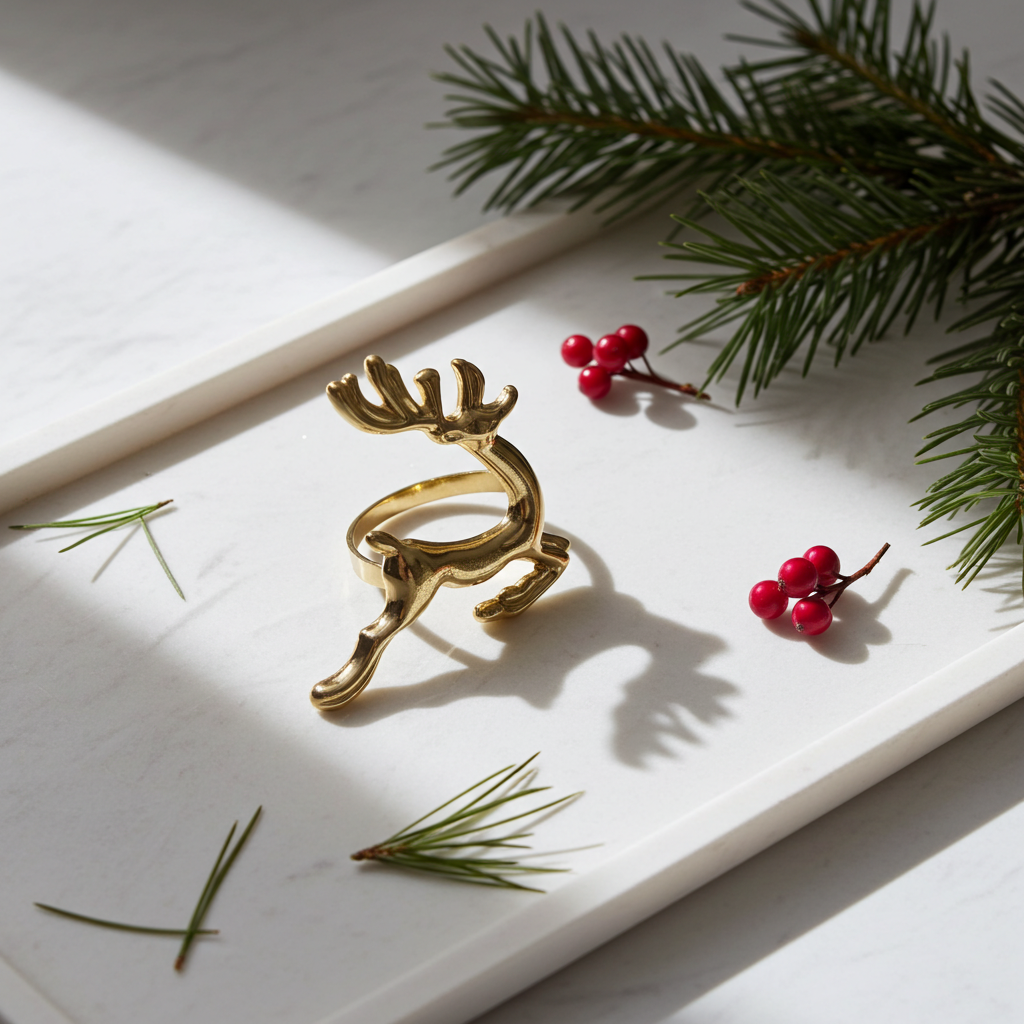 Servietring Rensdyr - Guld - Servietringen