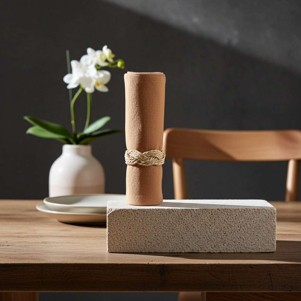 Klassisk Brun Stofserviet i Bomuld og Hør 40x40 cm – Varm og Jordnær - Servietringen