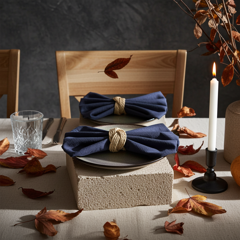 Klassisk Blå Stofserviet i Bomuld og Hør 40x40 cm – Afslappet og Harmonisk - Servietringen