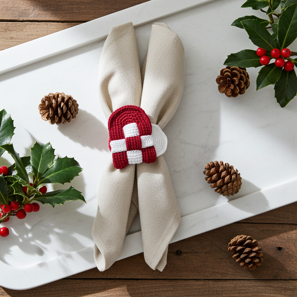 Servietring flettet Julehjerte - Nostalgi - Servietringen