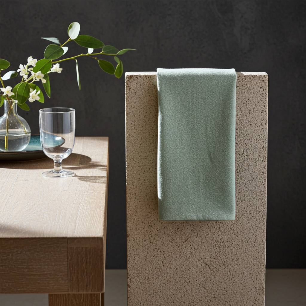 Klassisk Sage grøn Stofserviet i Bomuld og Hør 40x40 cm – Frisk og Moderne - Servietringen