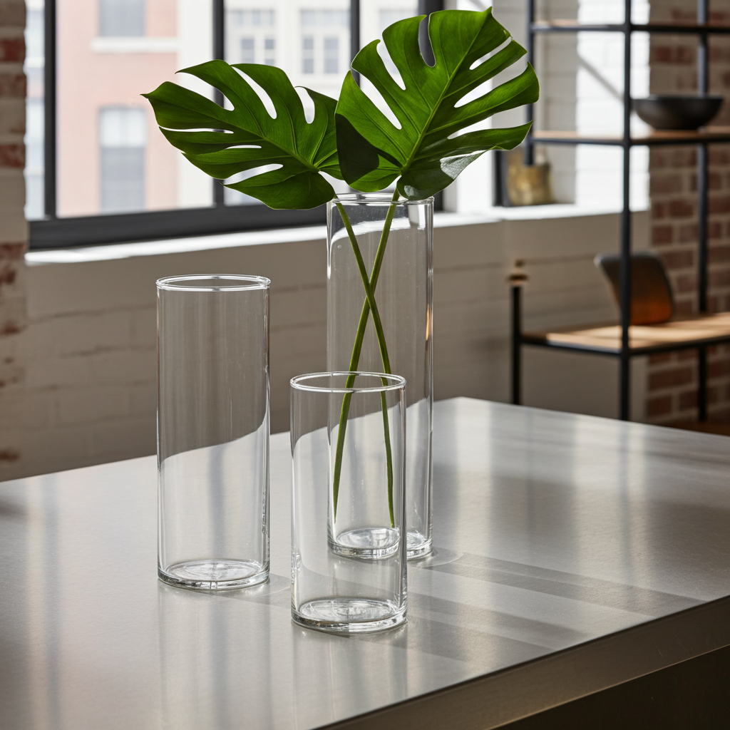 Cylindervase 25 cm i glas Ø8,5 - FORUDBESTILLING er på lager i starten af April - Servietringen