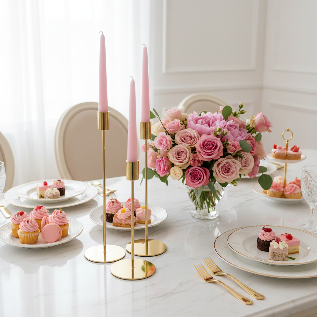 Sæt af 3 Metal Lysestager  i Guld –  Stilfuld Elegance til Hjemmet - Servietringen