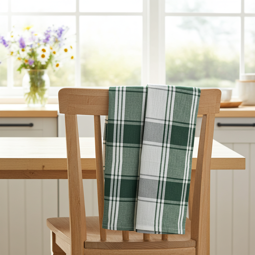 Viskestykke på tilbud - Tag 5 betal for 4 - Bladgrøn 70x50 i ren bomuld - Servietringen