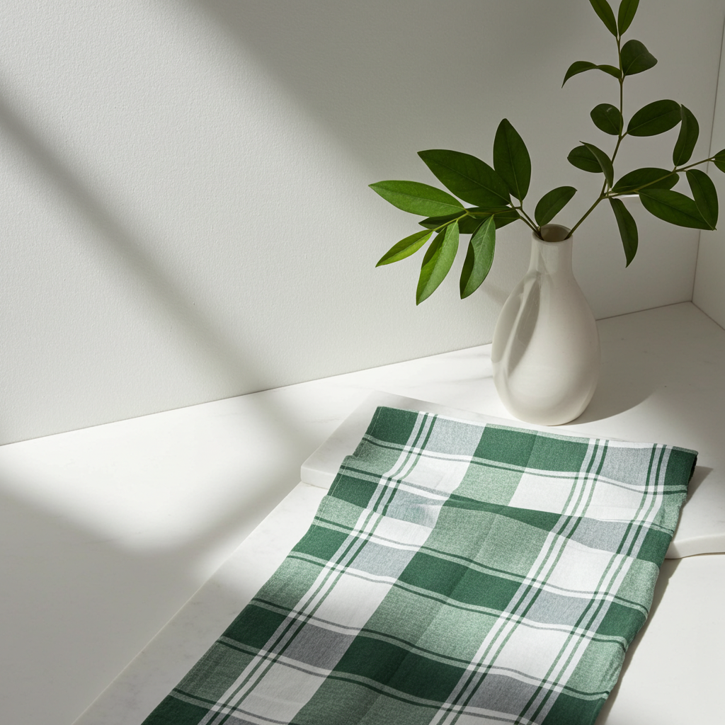 Viskestykke på tilbud - Tag 5 betal for 4 - Bladgrøn 70x50 i ren bomuld - Servietringen