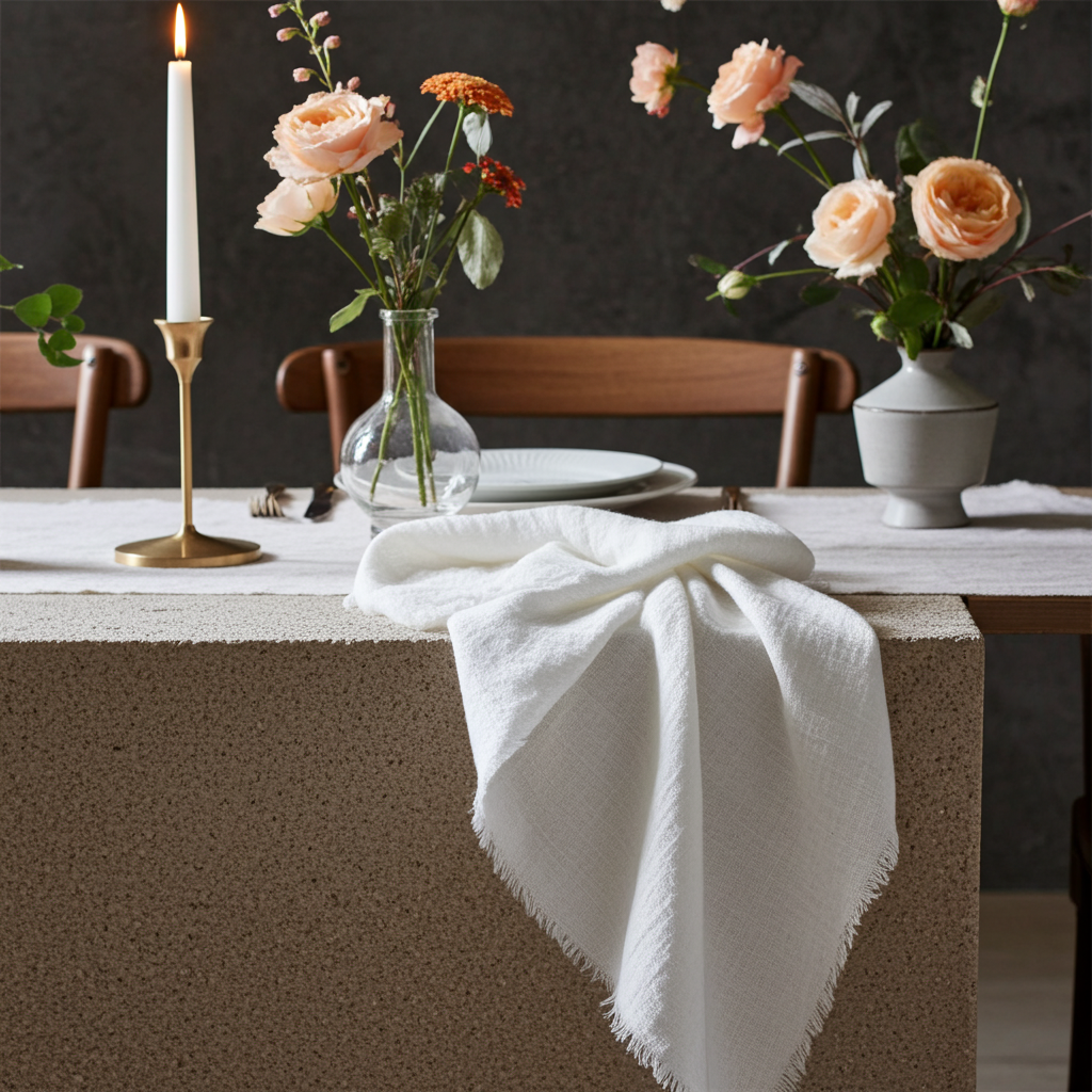 Natura Iin Hvid Stofserviet i hør – 40x40 cm - Servietringen