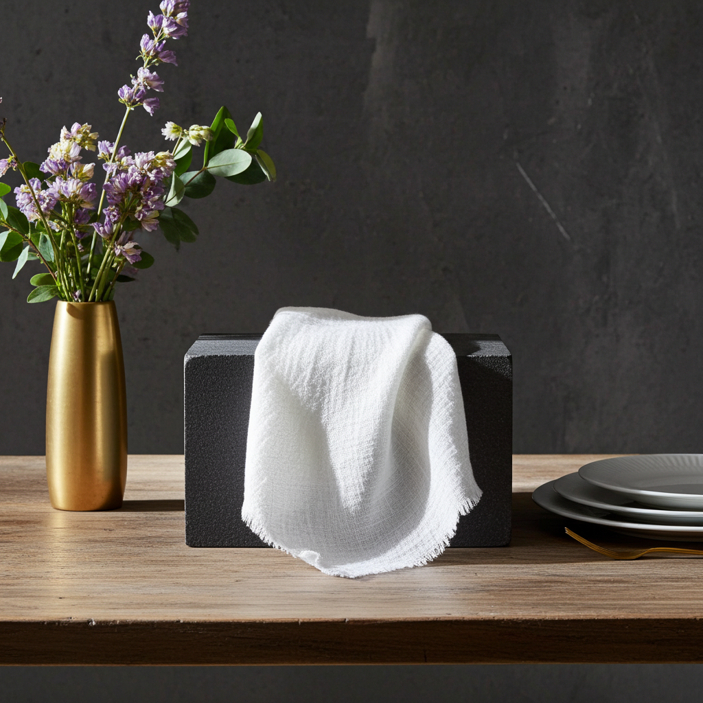 Natura Iin Hvid Stofserviet i hør – 40x40 cm - Servietringen