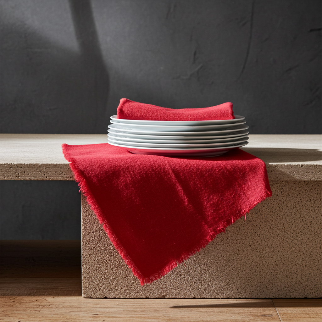 Natura Iin Rød Stofserviet i hør – 40x40 cm - Servietringen