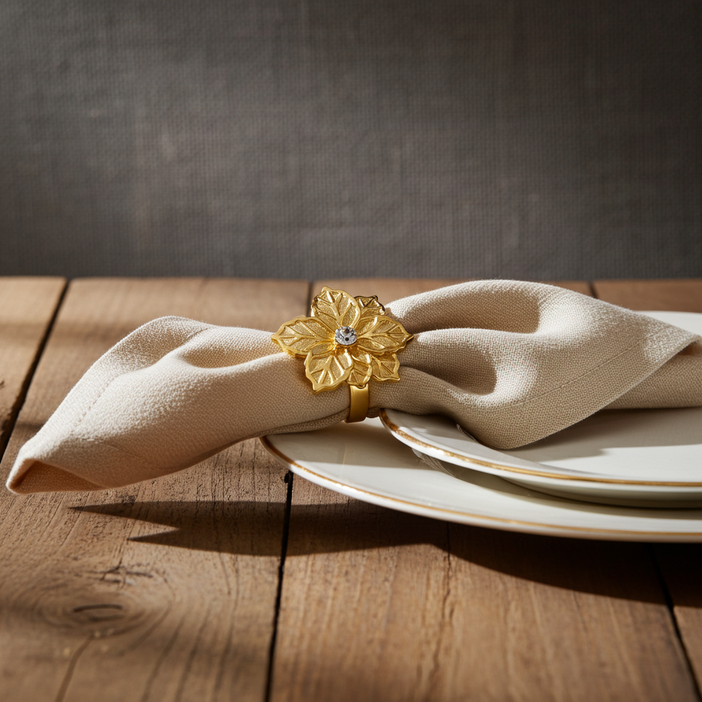 Servietring Frostblomst Guld - Servietringen