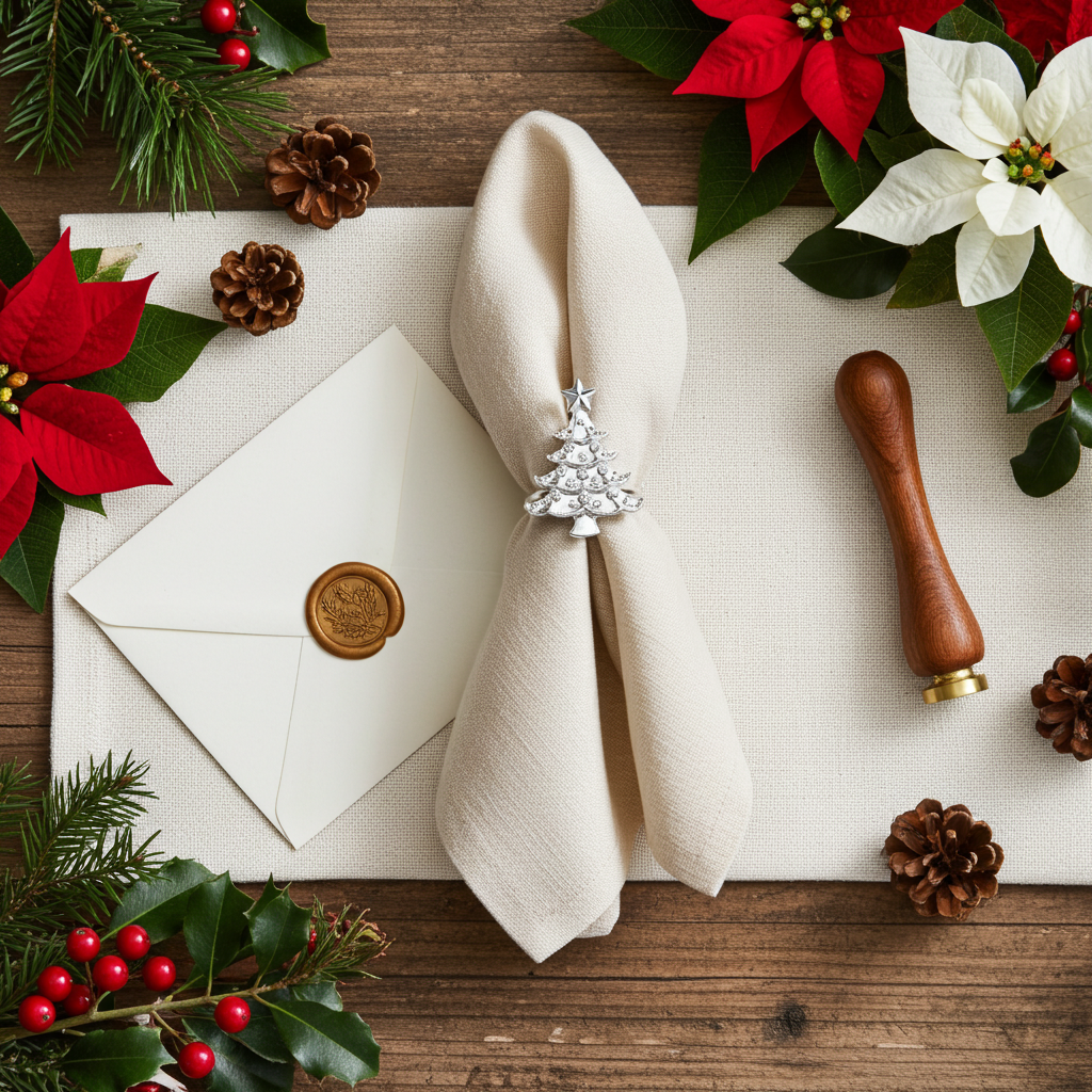 Servietring Juletræ - Sølv - Servietringen