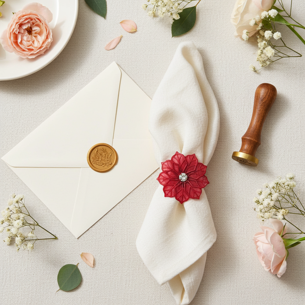 Servietring Frostblomst - Rød - UDGÅR - Servietringen