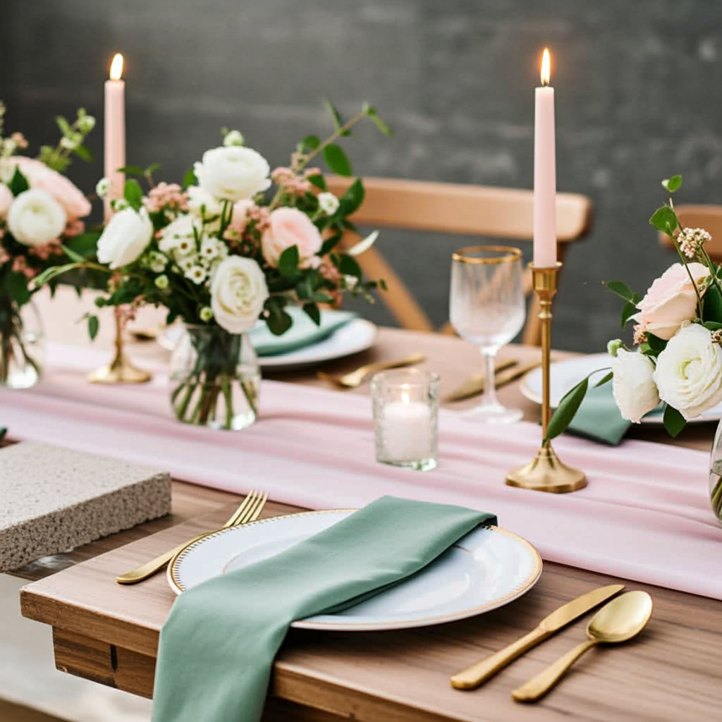 Klassisk Støv grøn Stofserviet i Bomuld og Hør 40x40 cm – Moderne og klassisk - Servietringen