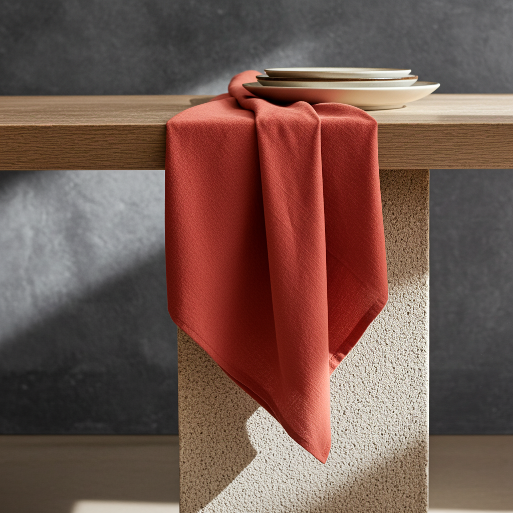 Klassisk Brændt Orange Stofserviet i Bomuld og Hør 40x40 cm – Varm og Energisk - Servietringen