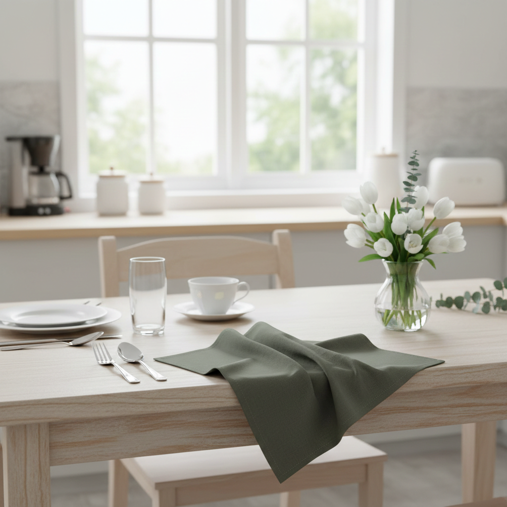 Klassisk mørk Olivengrøn Stofserviet i Bomuld og Hør 40x40 cm – ARMY grøn - Moderne og klassisk (Kopi) - Servietringen