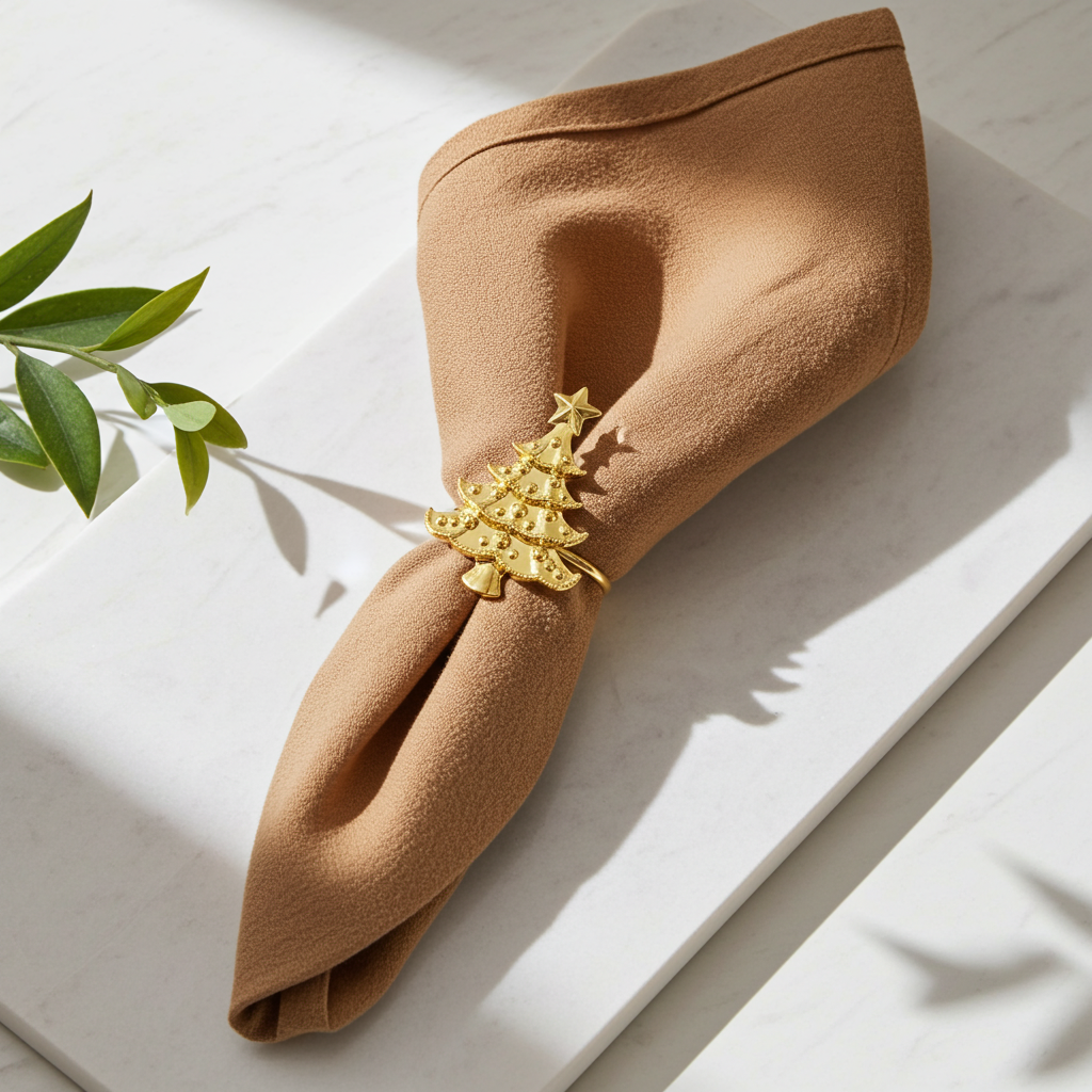 Servietring Juletræ - Guld. - Servietringen