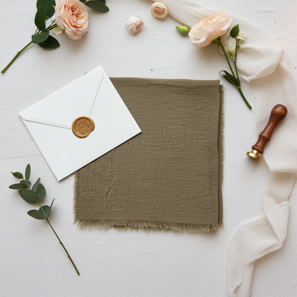 Natura Iin Olivengrøn Stofserviet i hør – 40x40 cm - Servietringen