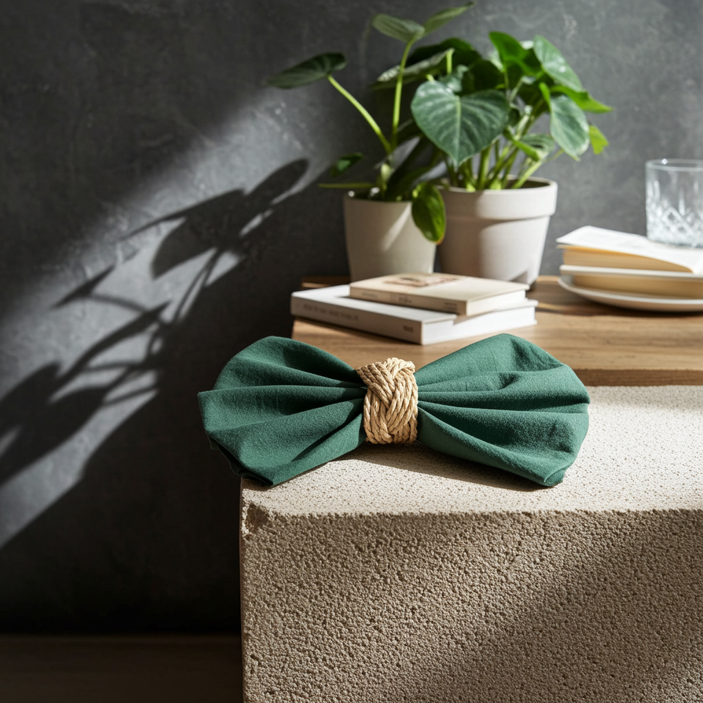 Klassisk Grøn Stofserviet i Bomuld og Hør 40x40 cm – Naturlig og Frisk - Servietringen