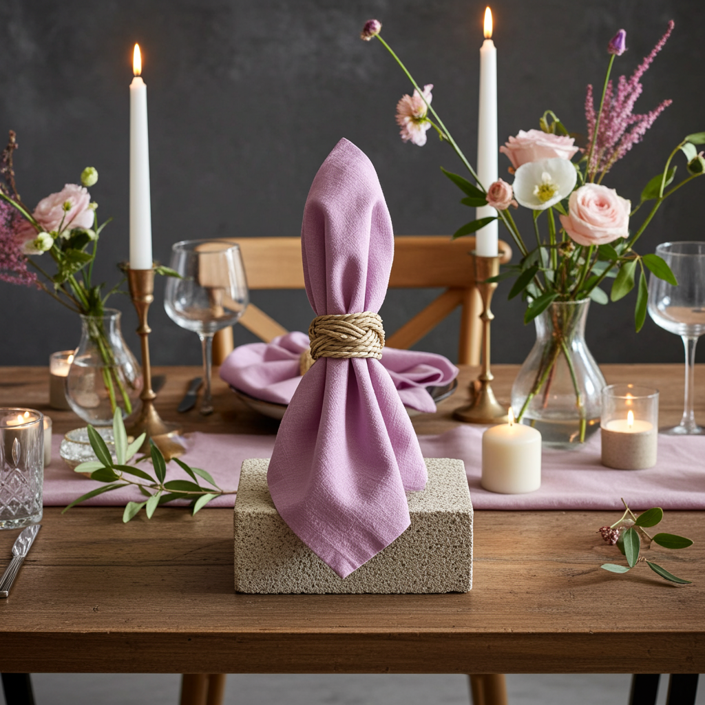 Klassisk Lilla Stofserviet i Bomuld og Hør 40x40 cm – Elegant og Kreativ - Servietringen