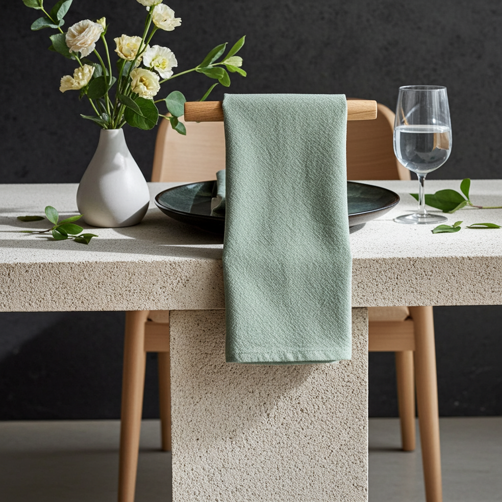 Klassisk Sage grøn Stofserviet i Bomuld og Hør 40x40 cm – Frisk og Moderne - Servietringen