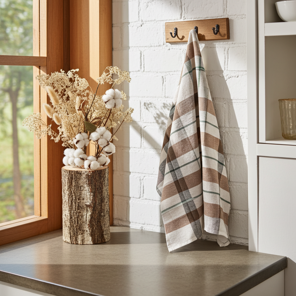 Light-colored cotton table napkin from Servietringen, 70x50 cm, featuring a subtle light strip design, offer for five with payment for four.