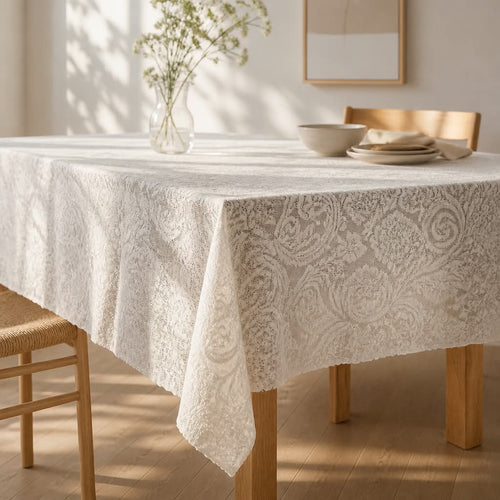 Blondedug Hvid 145x275 cm – Polyester med perler | Velegnet som Topdug